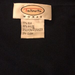 NWOT Talbots silk Navy Blue button down button up cardigan sweater work office